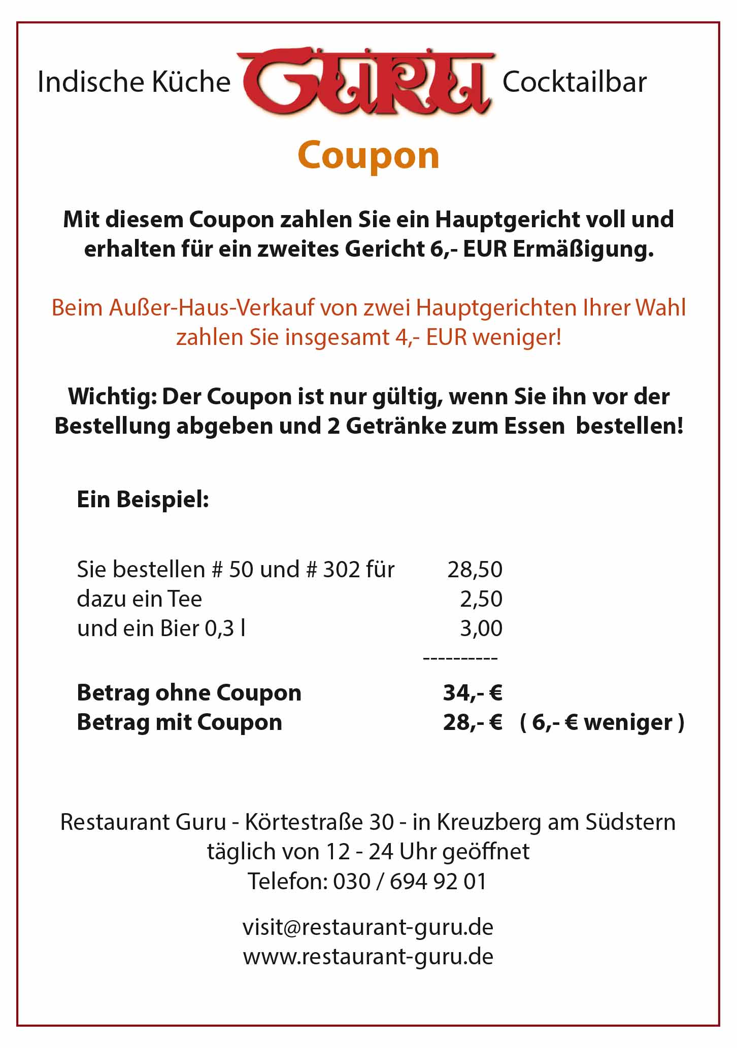 Restaurant GURU Coupon